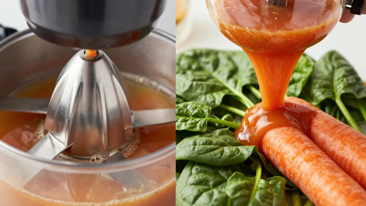 Comparison between a fast centrifugal juicer and a slow cold-press juicing process