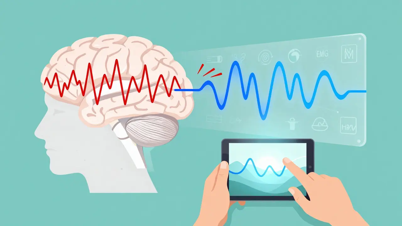 Conceptual art of nervous system calming via biofeedback technology