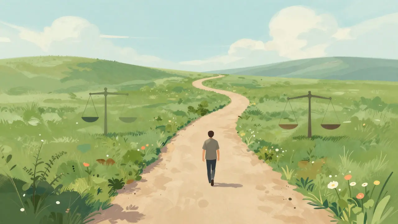 Illustration of a peaceful path representing a sustainable health journey