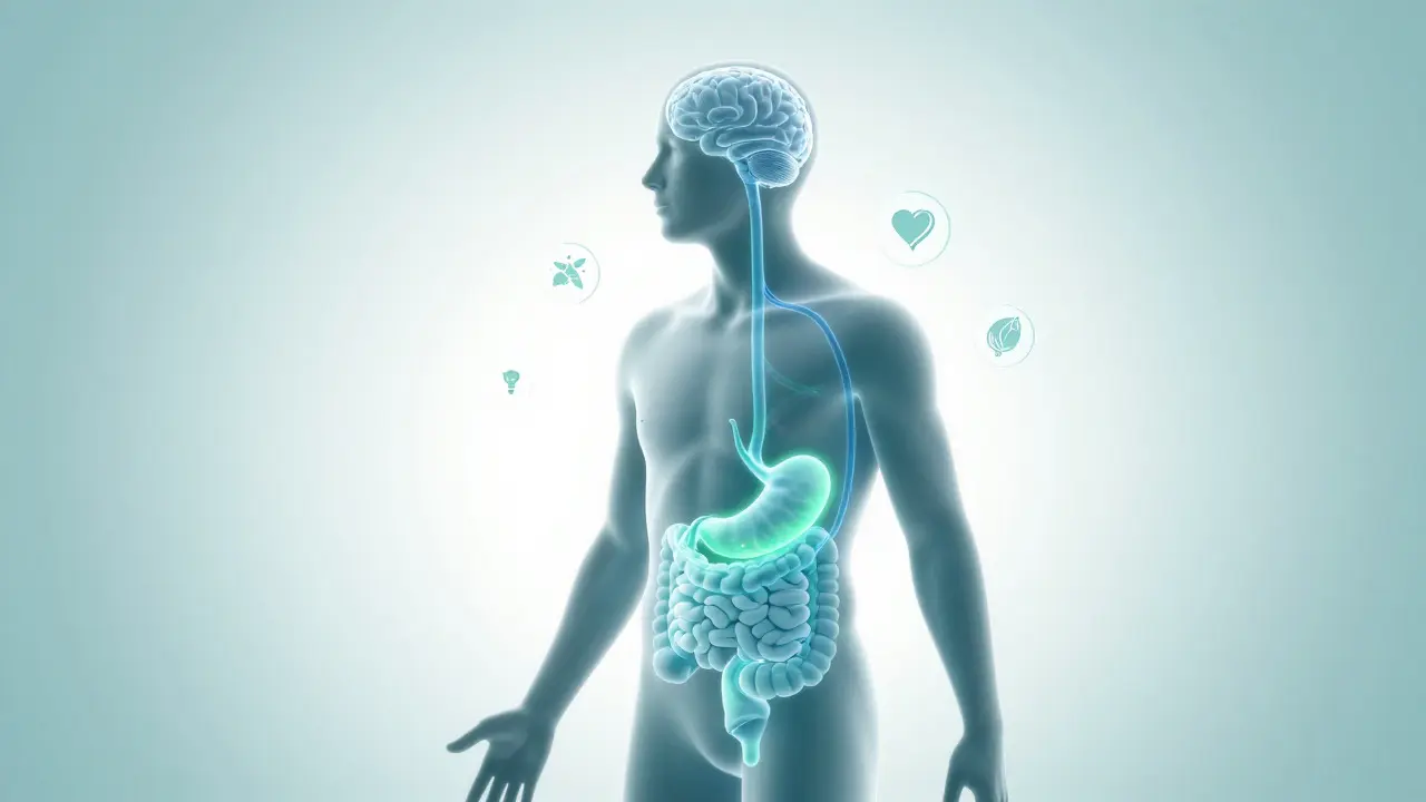 Illustration showing the connection between gut health and brain